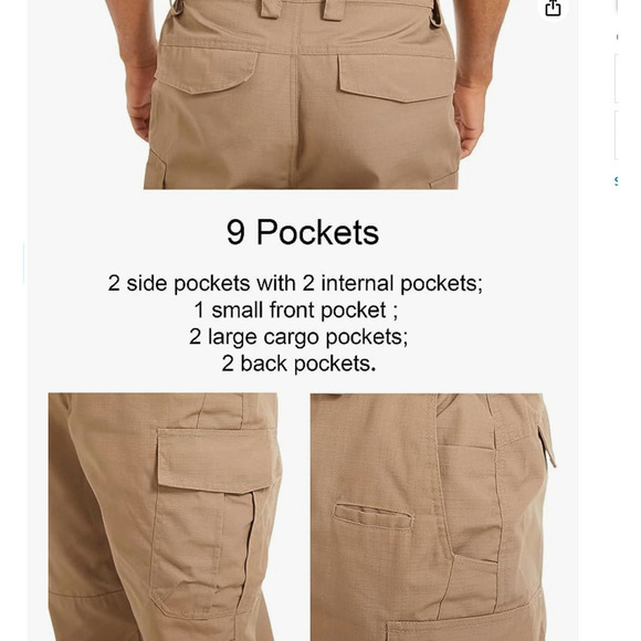 Tactical Pants 9‎ Pockets Green sz 2XL utility cargo pants NWT - Picture 3 of 16